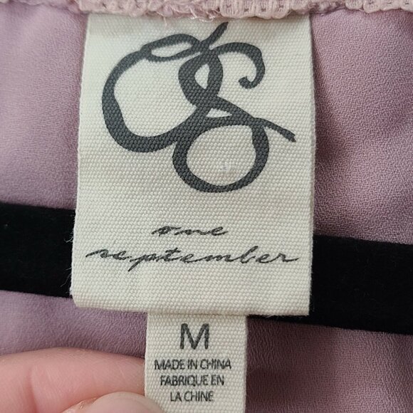 One September Sweater Top Womens Medium Mauve Pink Lace Pleated Long Sleeve - Picture 4 of 12